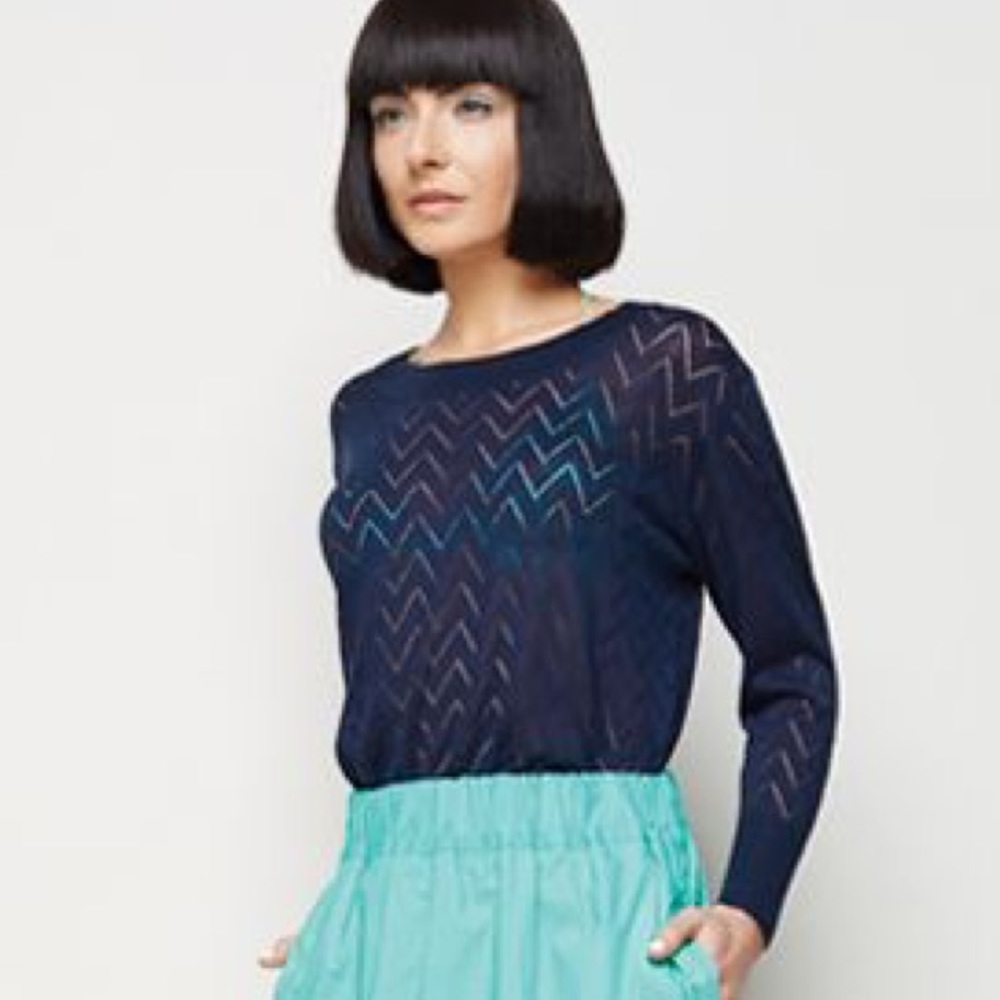 GORMAN Zig Zag Navy Blue Fisherman Sweater Jumper